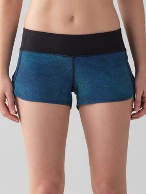 Lululemon Speed Short (4-way Stretch 2.5")Super Natural Blue Multi / Black